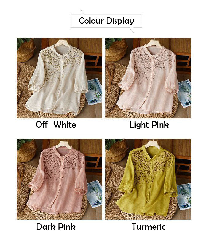 Pure Cotton Shirt With Elegant Floral Embroidered