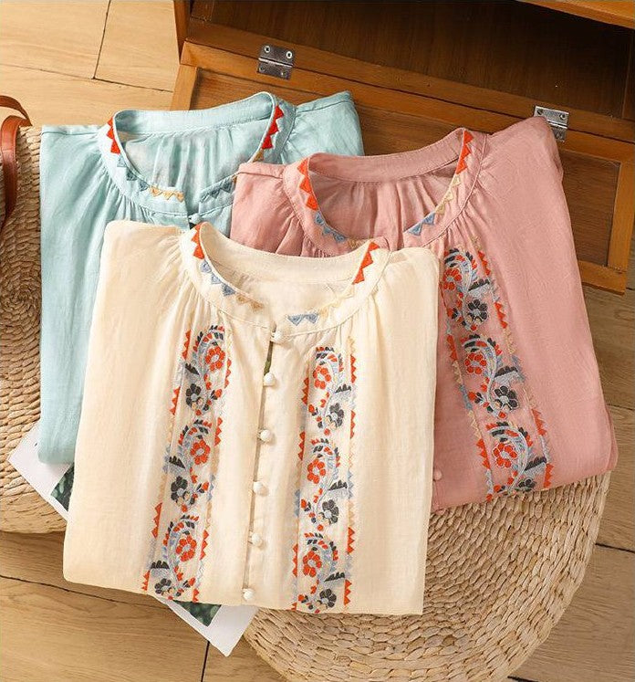 Pure Cotton Shirt With Beautiful Embroderied