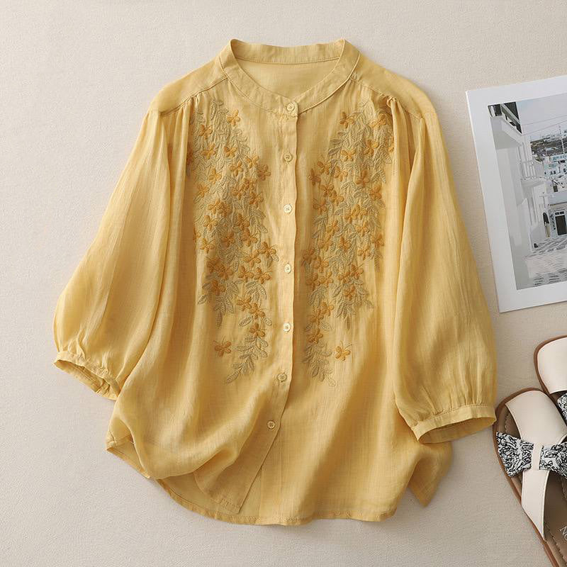 Pure Cotton Shirt With Elegance Embroidered