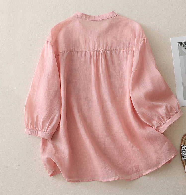 Pure Cotton Shirt With Elegance Embroidered
