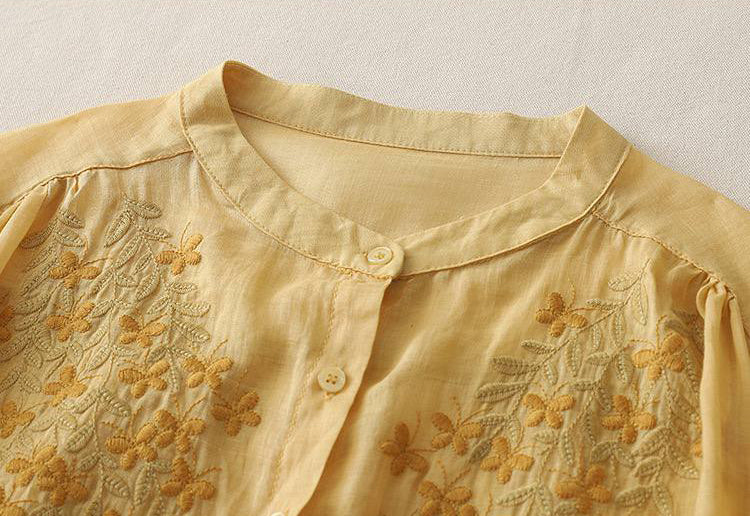 Pure Cotton Shirt With Elegance Embroidered