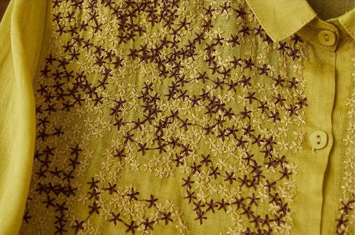 Pure Cotton Shirt With Elegant Floral Embroidered