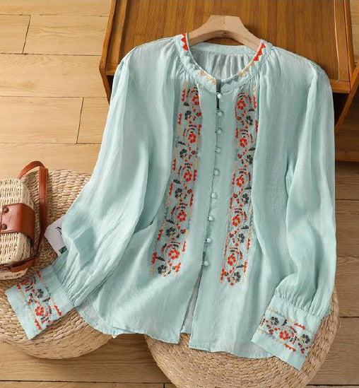 Pure Cotton Shirt With Beautiful Embroderied