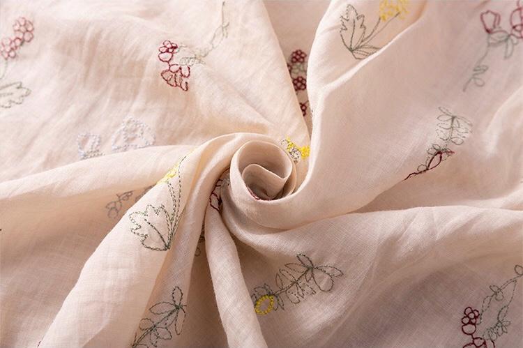Pure Cotton Shirt With Elegant Foral and Leaf Embroderied
