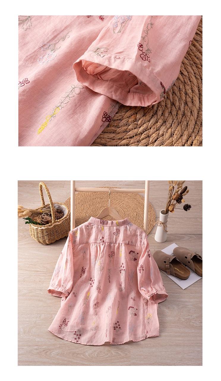 Pure Cotton Shirt With Elegant Foral and Leaf Embroderied