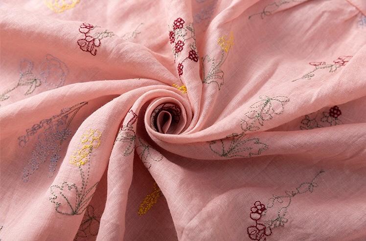 Pure Cotton Shirt With Elegant Foral and Leaf Embroderied