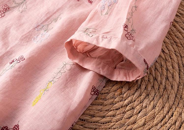 Pure Cotton Shirt With Elegant Foral and Leaf Embroderied