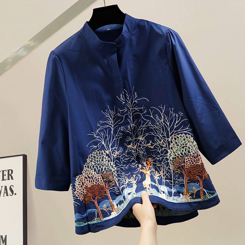 Embroidered Forest-Inspired Shirt