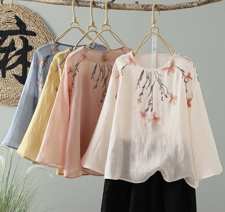 Blush Bloom Embroidered Cotton Top