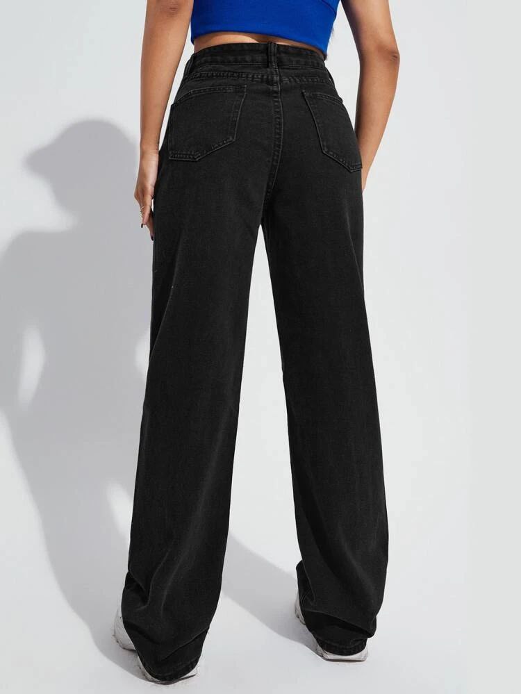 Black Wide High Jeans