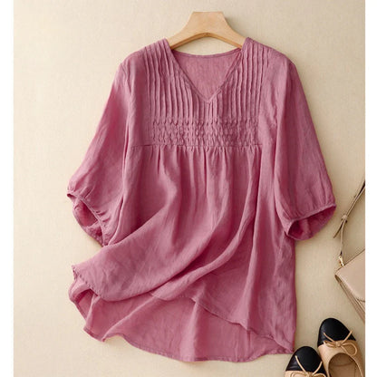 Pure Linen Cotton Pleated Comfortable tunic