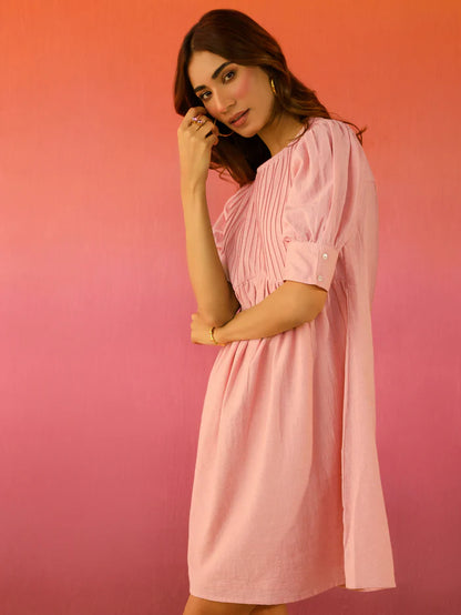 POPSICLE LINEN DRESS IN ROSE PINK