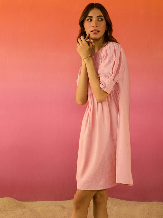 POPSICLE LINEN DRESS IN ROSE PINK