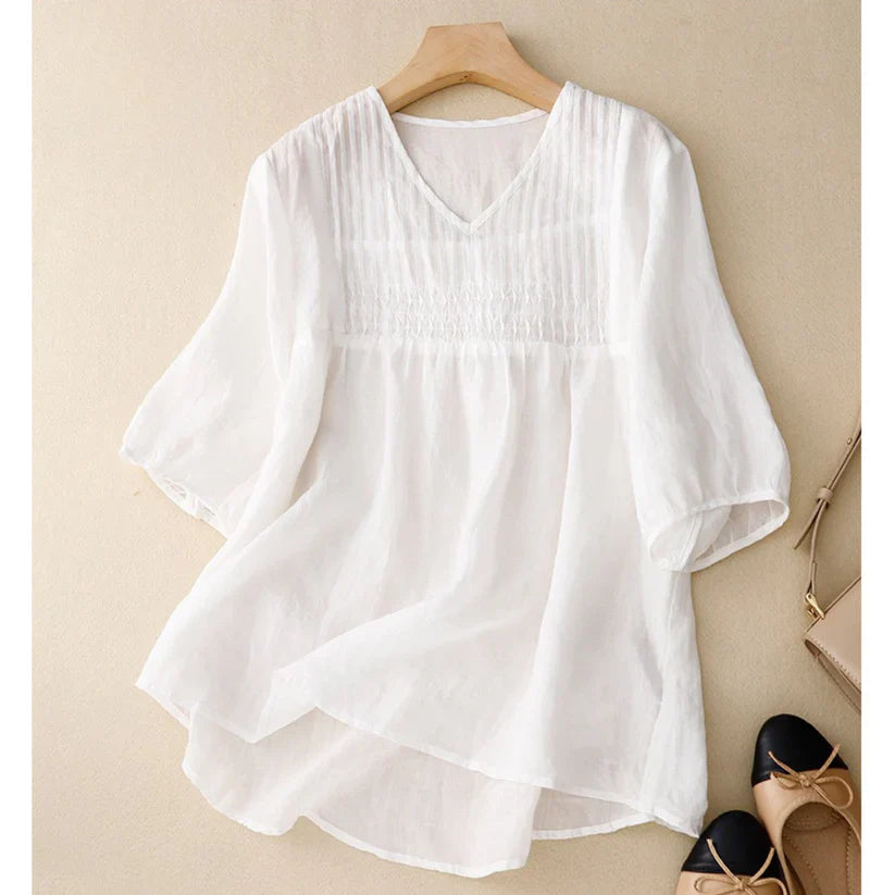 Pure Linen Cotton Pleated Comfortable tunic