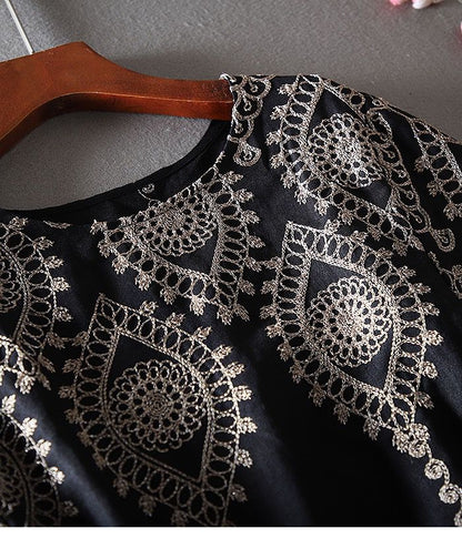 Boho Embroidered Linen Cotton Top