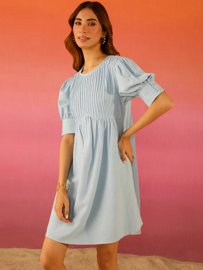 POPSICLE LINEN DRESS IN POWDER BLUE