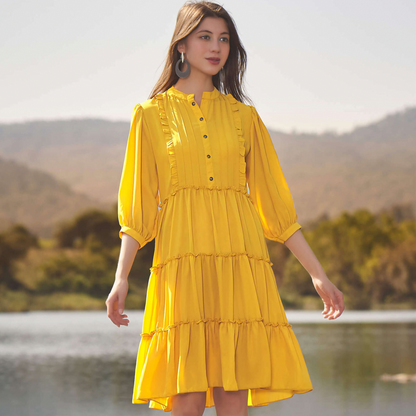 Senorita Yellow Designer Western Dress