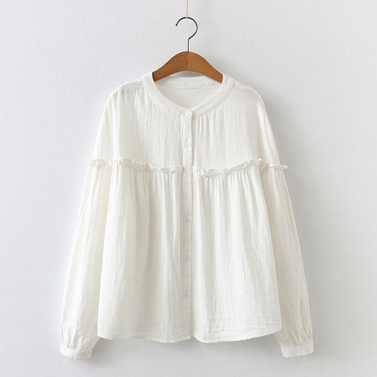 Pure Cotton Ruffle Shirt Top