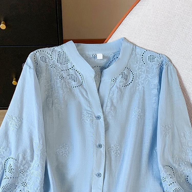 Pure Cotton Schiffly Embroidered Shirt