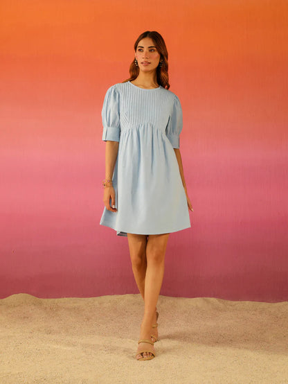 POPSICLE LINEN DRESS IN POWDER BLUE