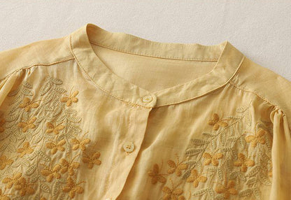 Pure Cotton Shirt With Elegance Embroidered