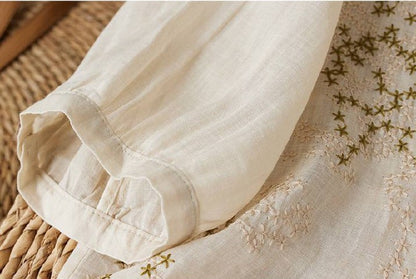 Pure Cotton Shirt With Elegant Floral Embroidered