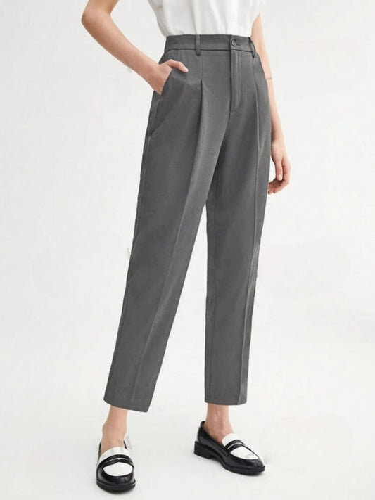 High-Rise Front-Pleated Pants