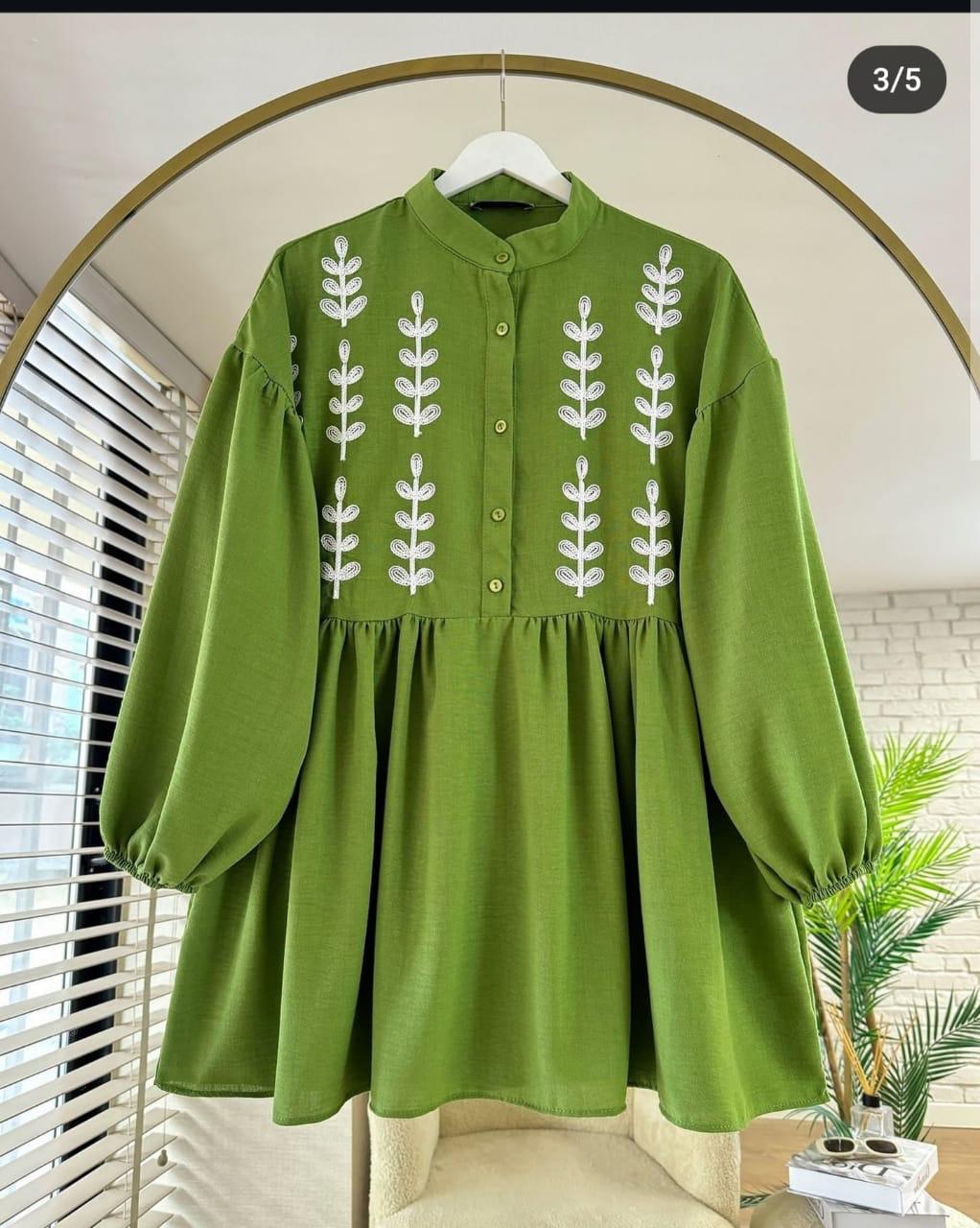 Pure Cotton Leaf Embroidered Long Tunic