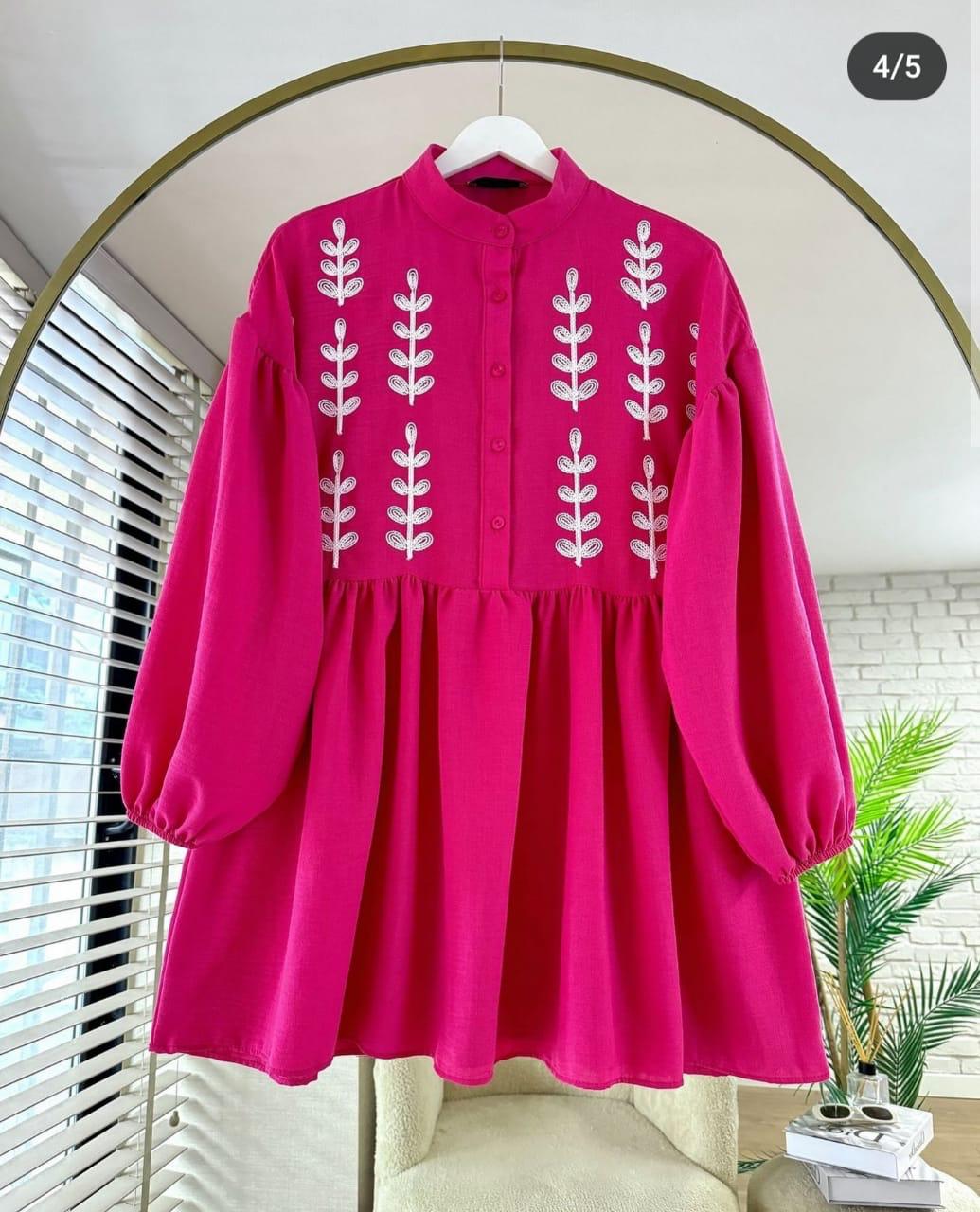 Pure Cotton Leaf Embroidered Long Tunic