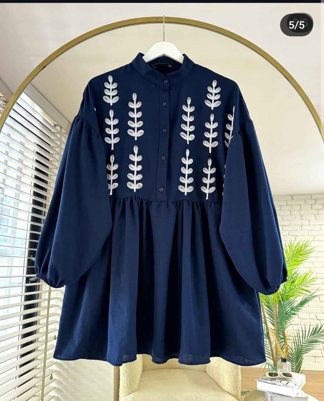 Pure Cotton Leaf Embroidered Long Tunic