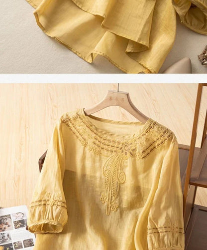 Pure Cotton Neck Embroidered Top