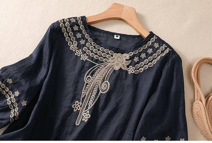 Pure Cotton Neck Embroidered Top