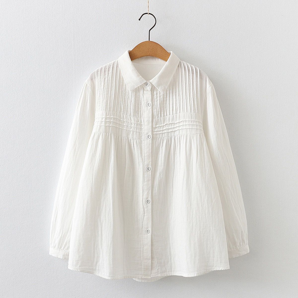 Pure Cotton Pleated Shirt Type Tunic