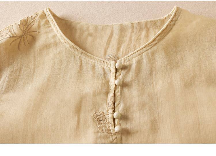 Floral Embroidered Cotton Top For Women