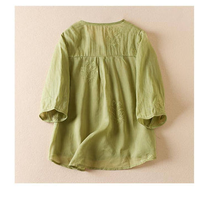 Floral Embroidered Cotton Top For Women