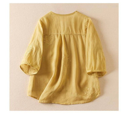 Floral Embroidered Cotton Top For Women