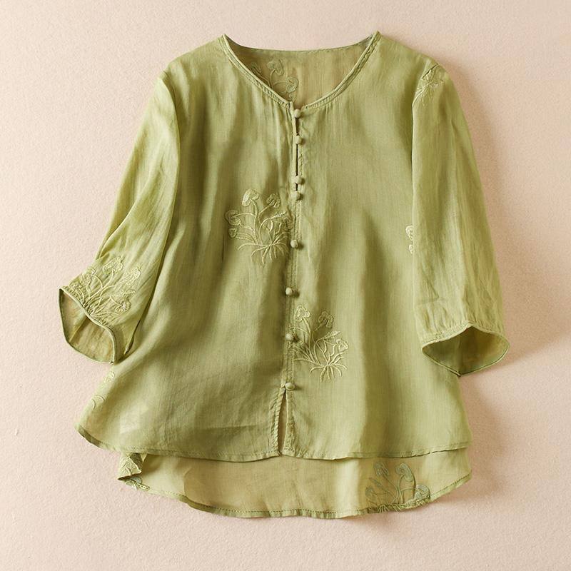 Floral Embroidered Cotton Top For Women