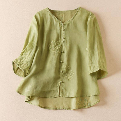 Floral Embroidered Cotton Top For Women