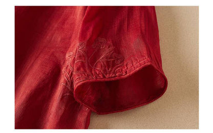 Floral Embroidered Cotton Top For Women