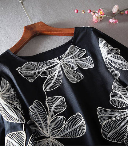 Elegant Floral Embroidered Cotton Top