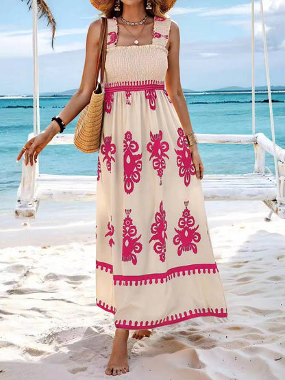 Elegant Ethnic Printing Sling Long Dress