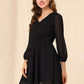 Gorgeous Black Fit & Flare V-Neck Georgette Dress