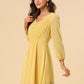 Light Yellow Fit & Flare V-Neck Georgette Dress