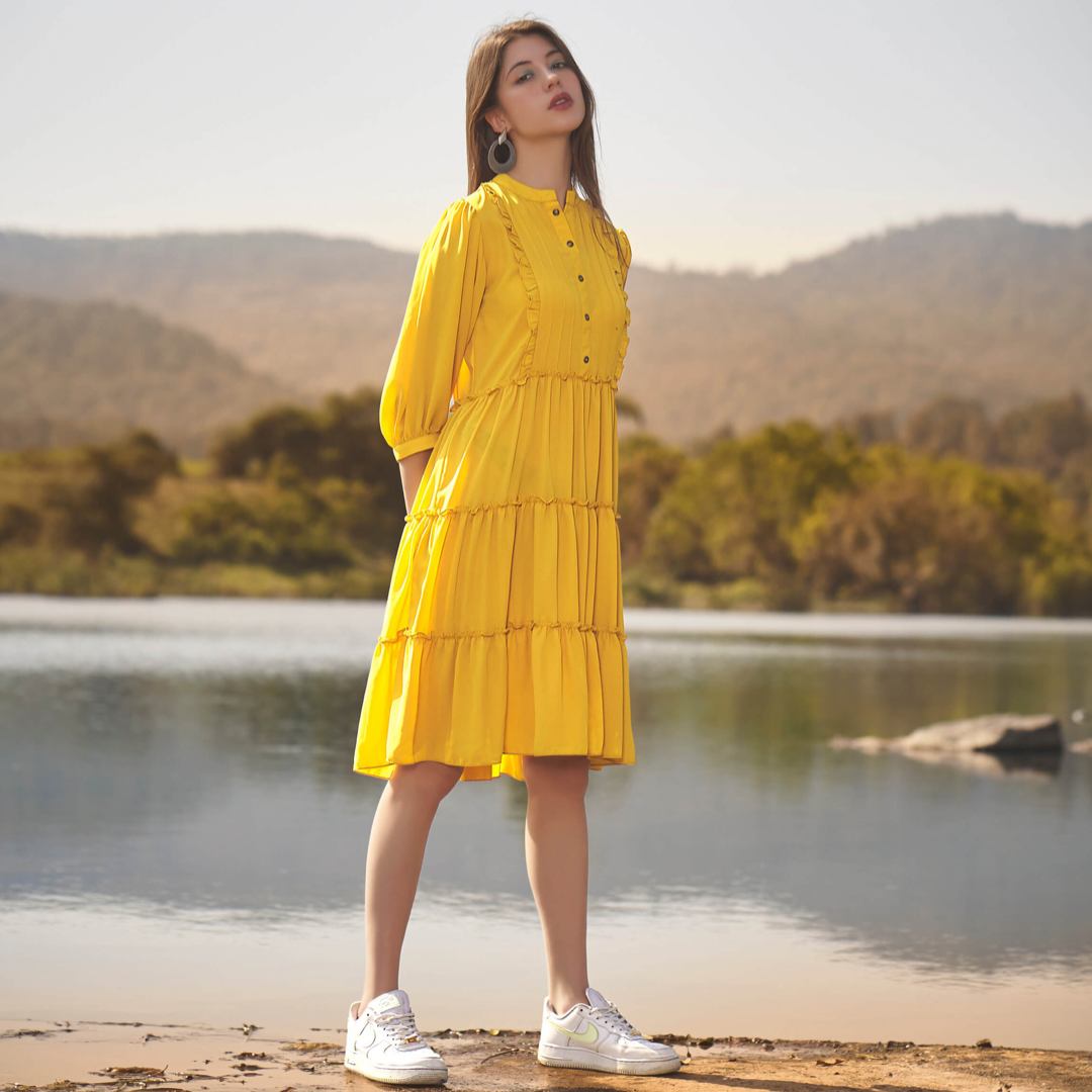 Senorita Yellow Designer Western Dress