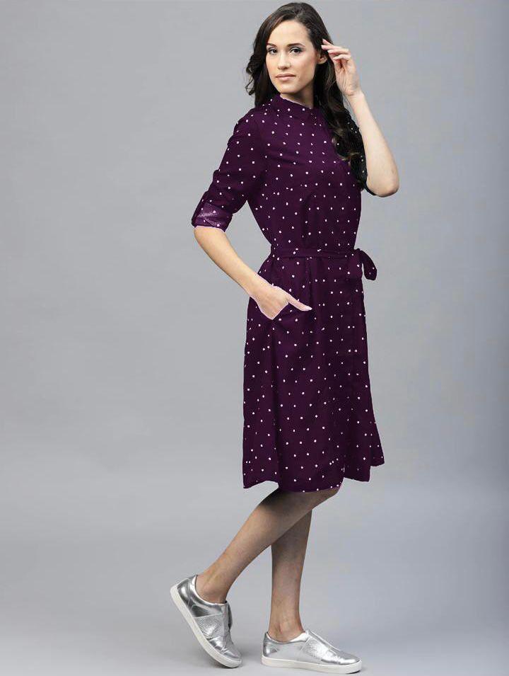Rayon Printed Polka Dot Women's Short Dress