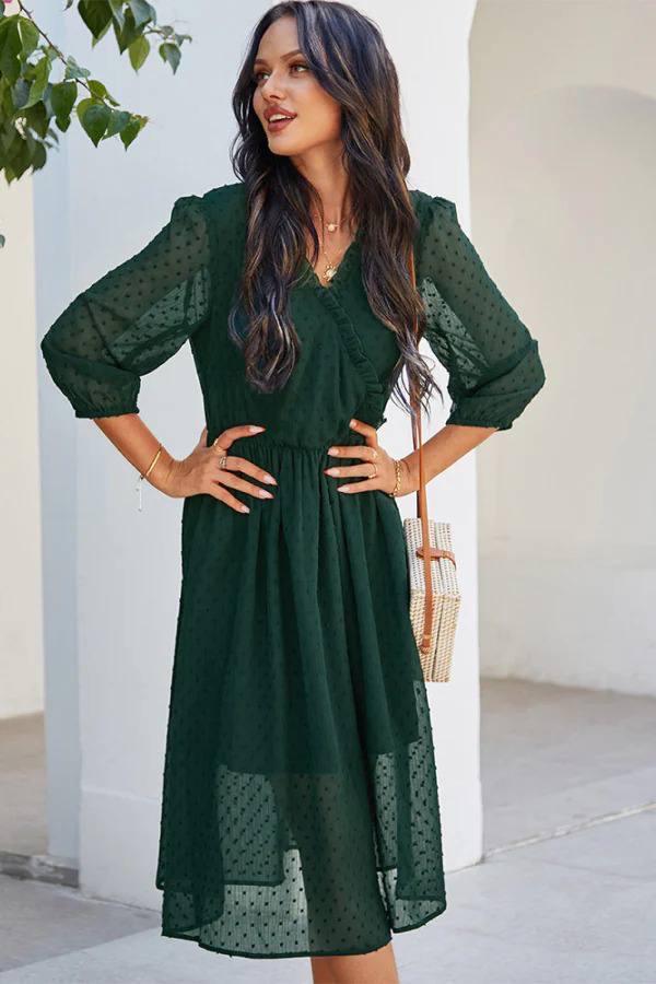 Gorgeous Green Fit & Flare Georgette Dress
